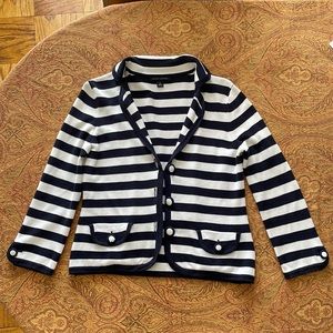 Striped sweater jacket ( white and dark navy)